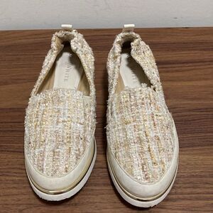 Ron White NWOT Sha-Nell Champagne Tweed Boucle Slip On Shoe. Size EU 38 US 7.5.
